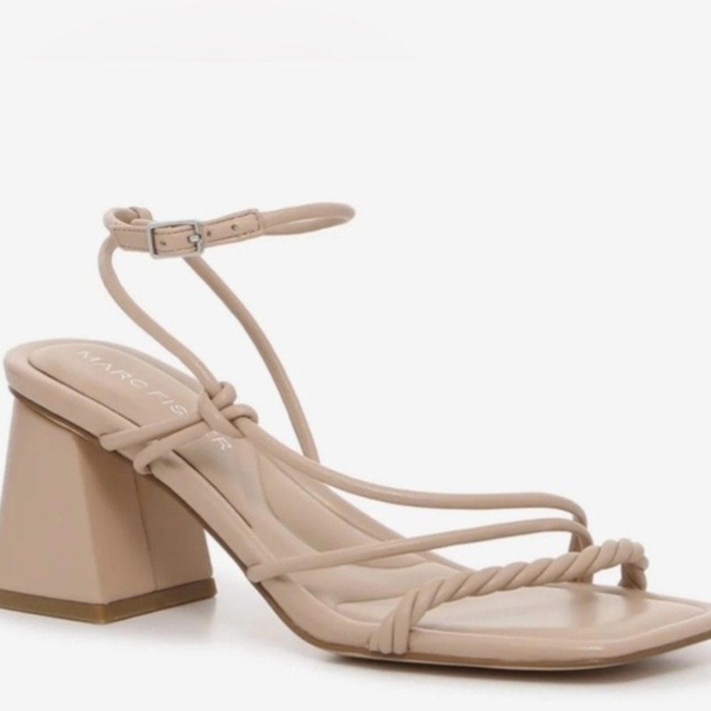 Marc Fisher Tan Strappy Block Heel Sandals